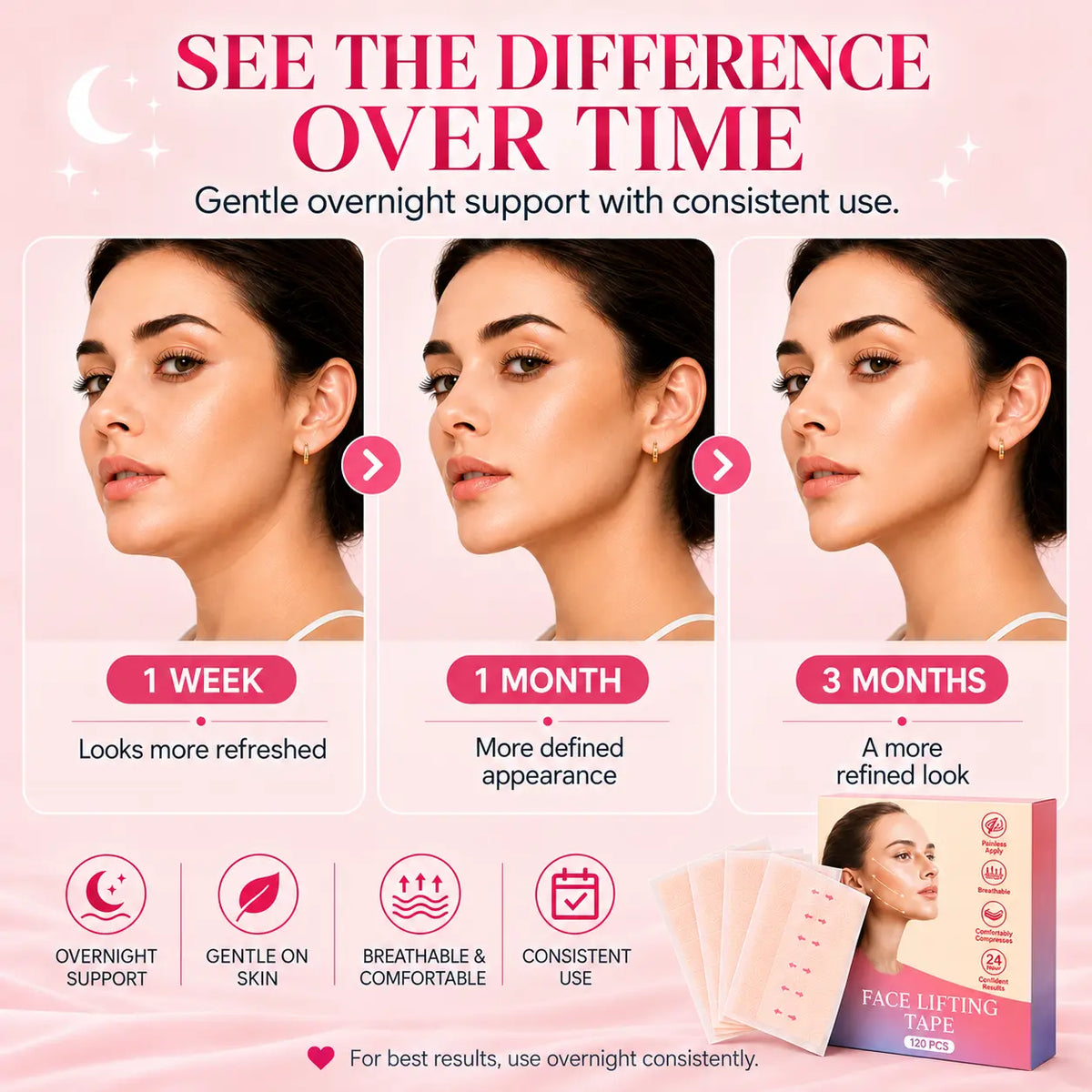 Pawreluna®  🌙 Face Lift Tape for Overnight Jawline & Chin Support