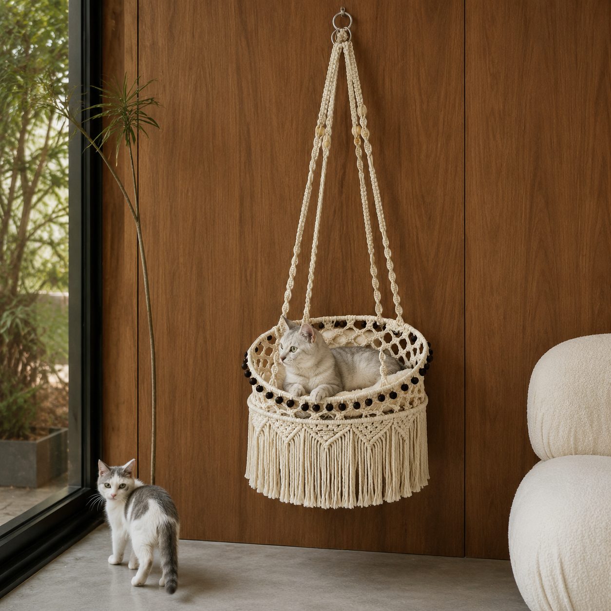 Pawreluna Reverie Woven Hanging Cat Bed