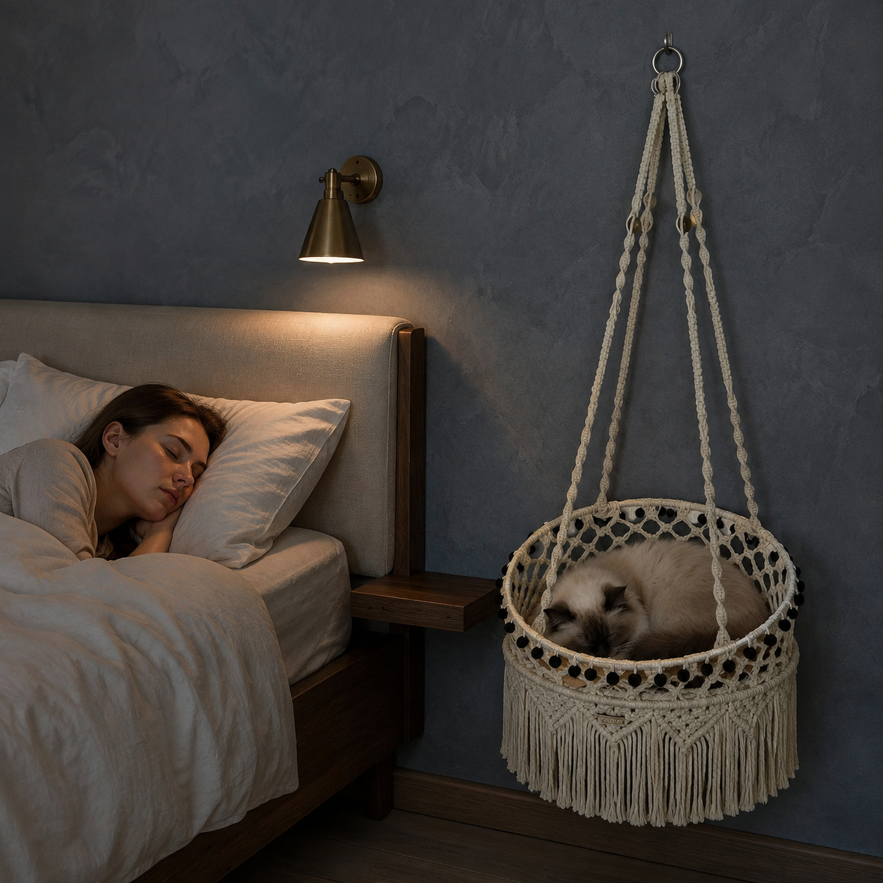 Pawreluna Reverie Woven Hanging Cat Bed