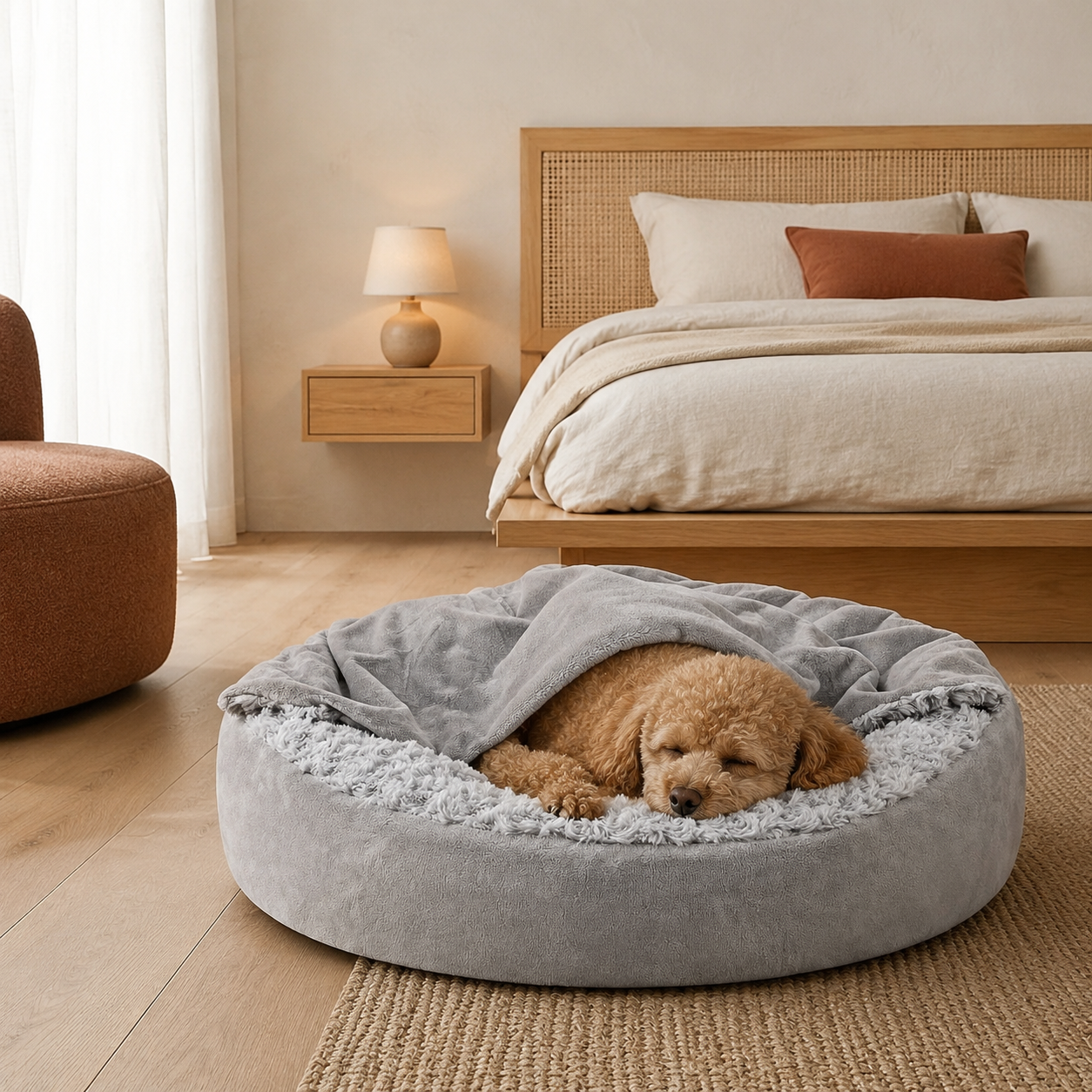 Pawreluna Nuvella Covered Round Dog Bed