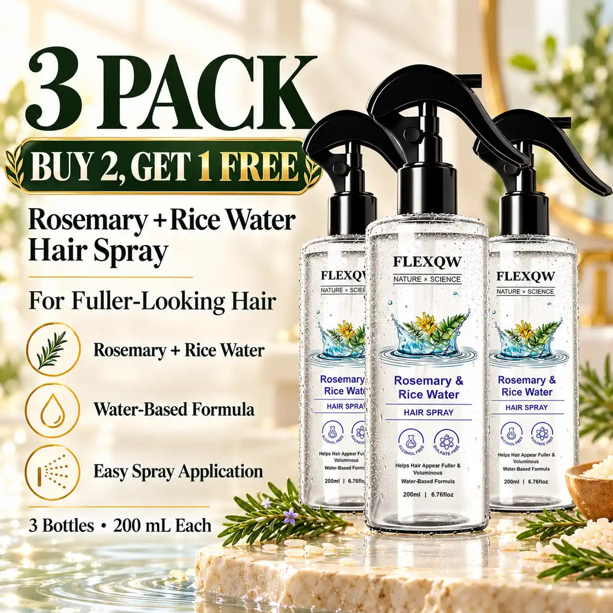 🆙  Rosemary & Rice Water Fuller-Looking Hair Spray