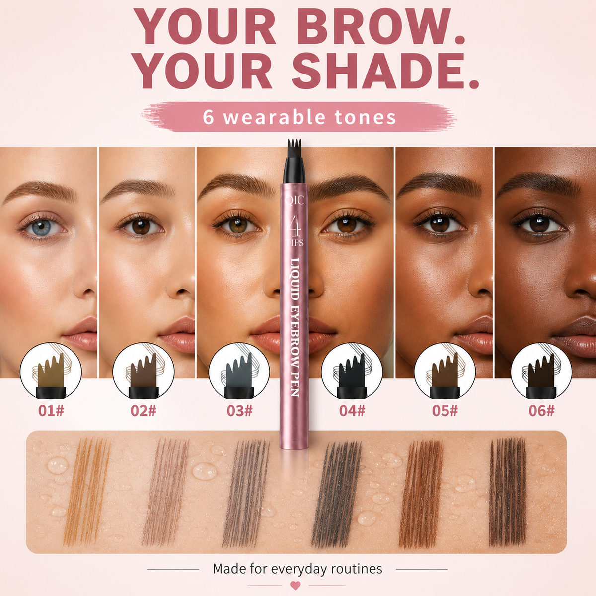 🆙 4-Tip Microblading Eyebrow Pen