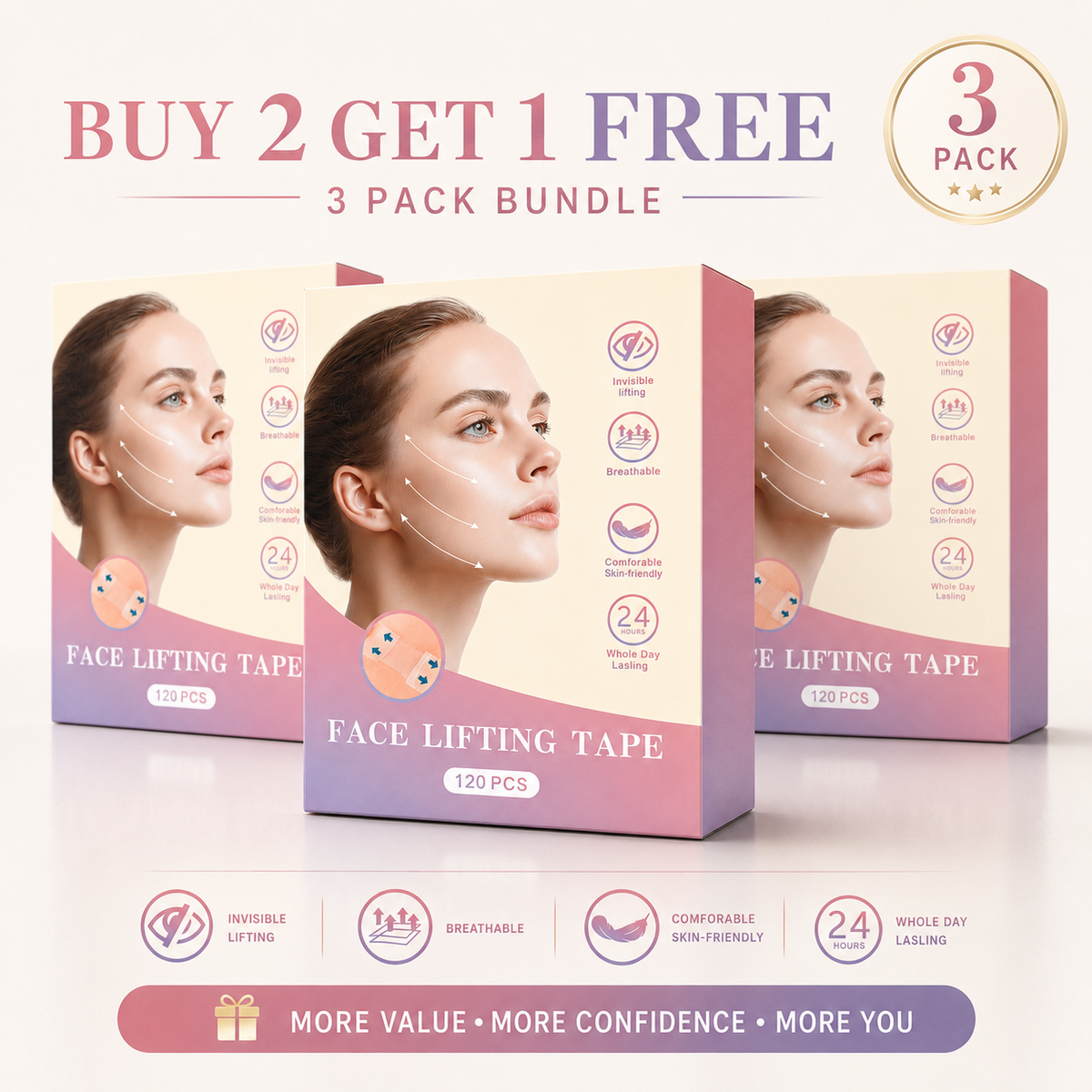 Pawreluna®  🌙 Face Lift Tape for Overnight Jawline & Chin Support