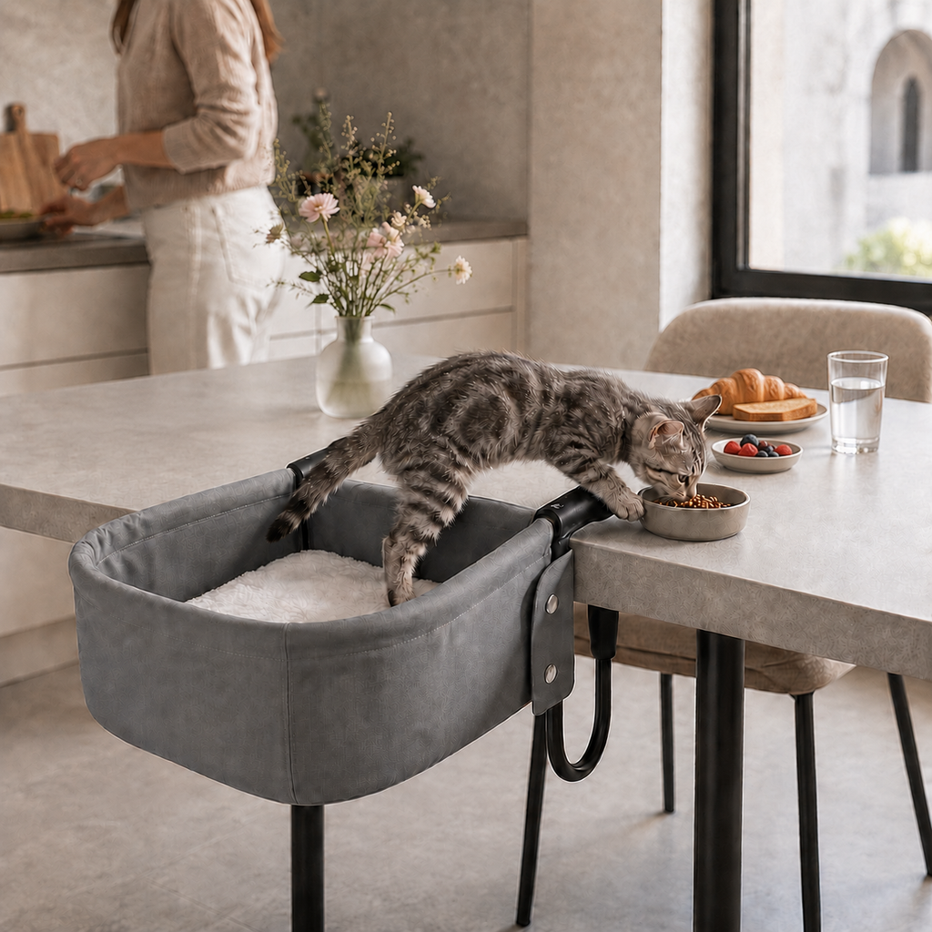 Pawreluna Side-by-Side Desk Cat Bed